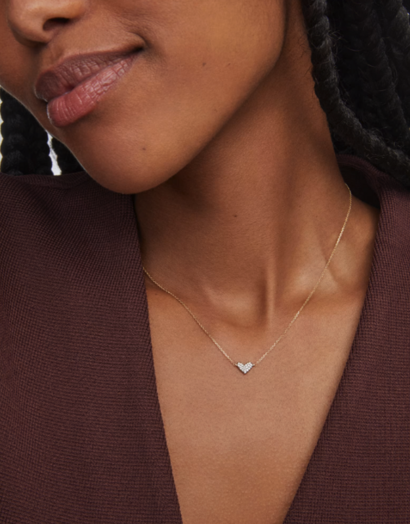 KENDRA SCOTT Heart 14k Yellow Gold Pendant Necklace in White Diamonds