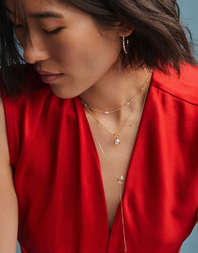 KENDRA SCOTT Tegan 14k Yellow Gold Y Necklace in White Diamond