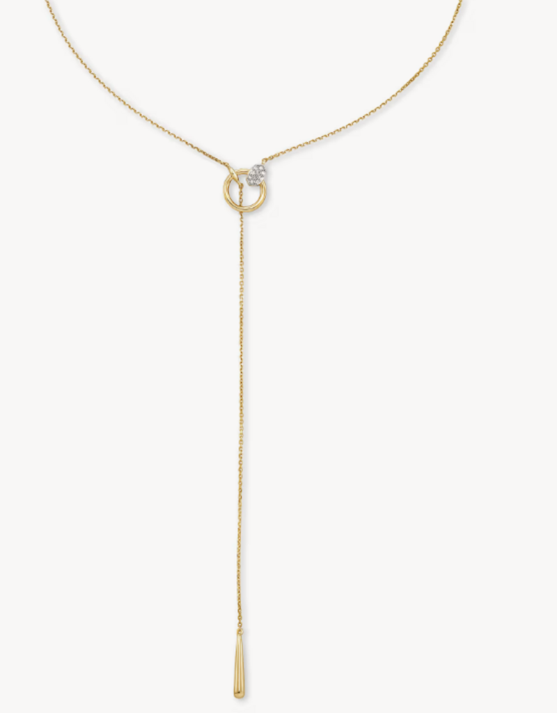 KENDRA SCOTT Tegan 14k Yellow Gold Y Necklace in White Diamond