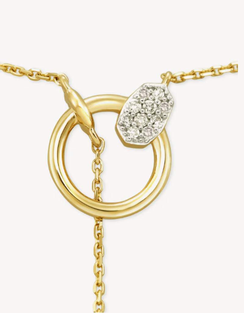 KENDRA SCOTT Tegan 14k Yellow Gold Y Necklace in White Diamond