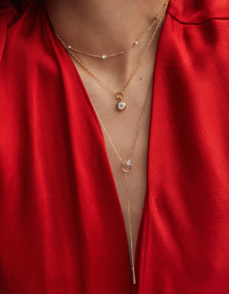 KENDRA SCOTT Tegan 14k Yellow Gold Y Necklace in White Diamond