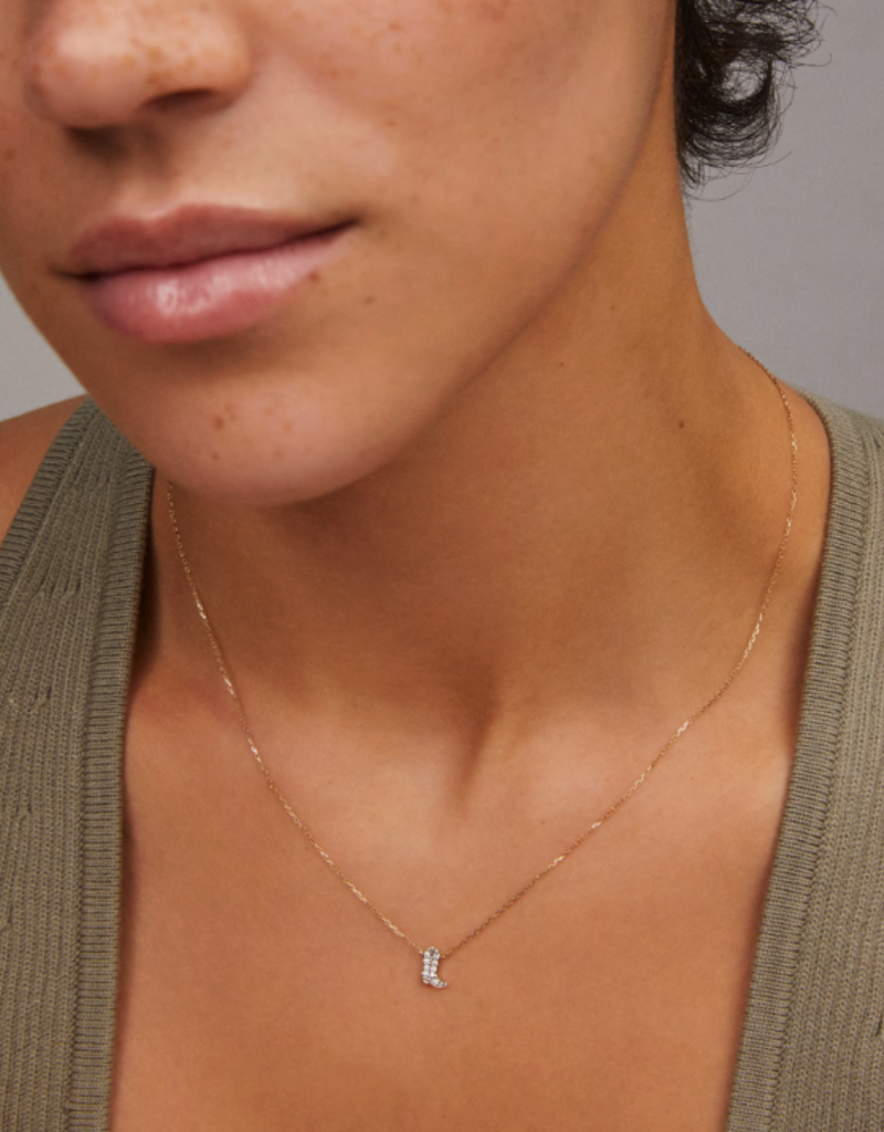 KENDRA SCOTT Tiny Cowboy Boot 14k Yellow Gold Pendant Necklace in White Diamond