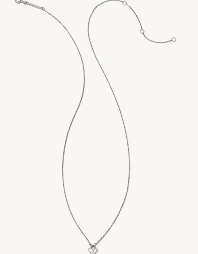 KENDRA SCOTT Tiny Heart Padlock 14k White Gold Pendant Necklace in White Diamond