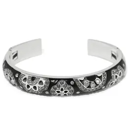 Flora Double Hinged Bangle in Black