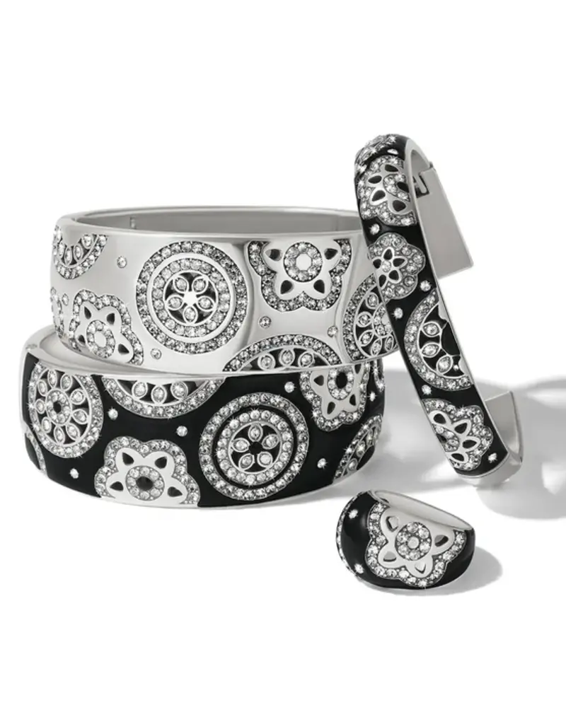 Flora Double Hinged Bangle in Black