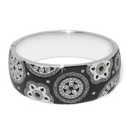 Flora wide Hinged Bangle in Black
