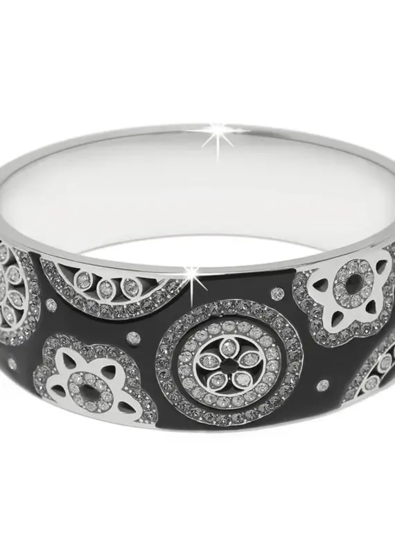 Flora wide Hinged Bangle in Black