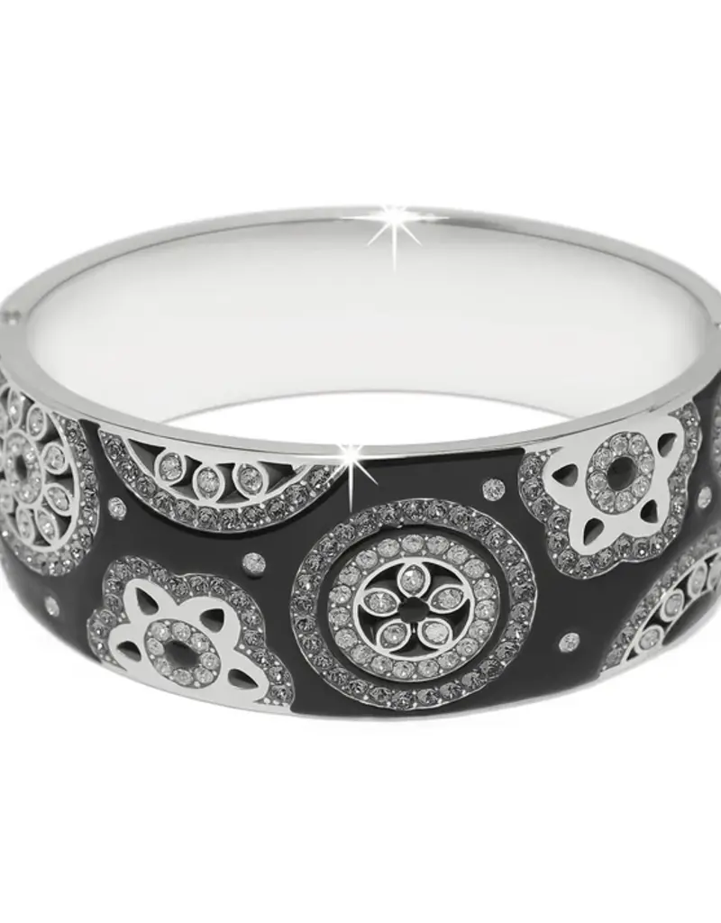 Flora wide Hinged Bangle in Black