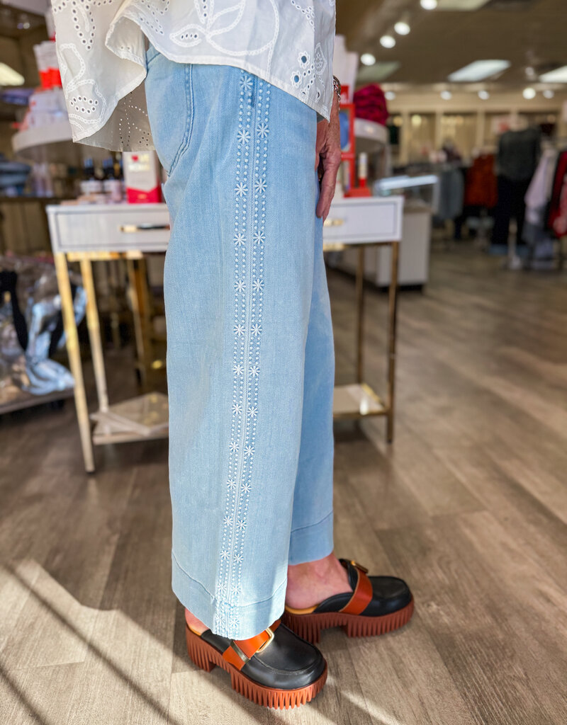 J.HOFFMAN'S Stride Crop Wide Leg- Marine Flowers