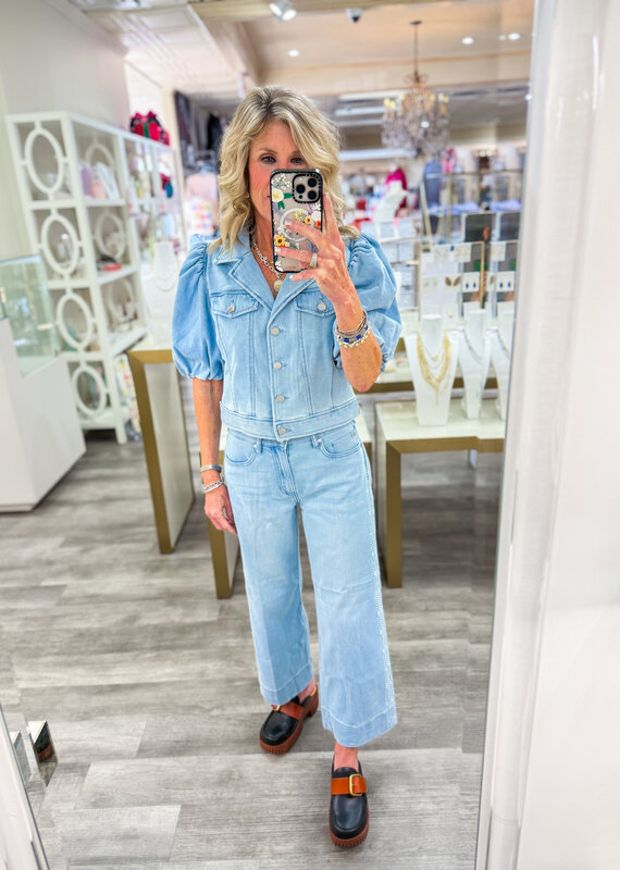 J.HOFFMAN'S Stride Crop Wide Leg- Marine Flowers