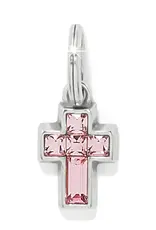 Crystal Cross Charm in Light Rose