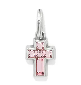 Crystal Cross Charm in Light Rose