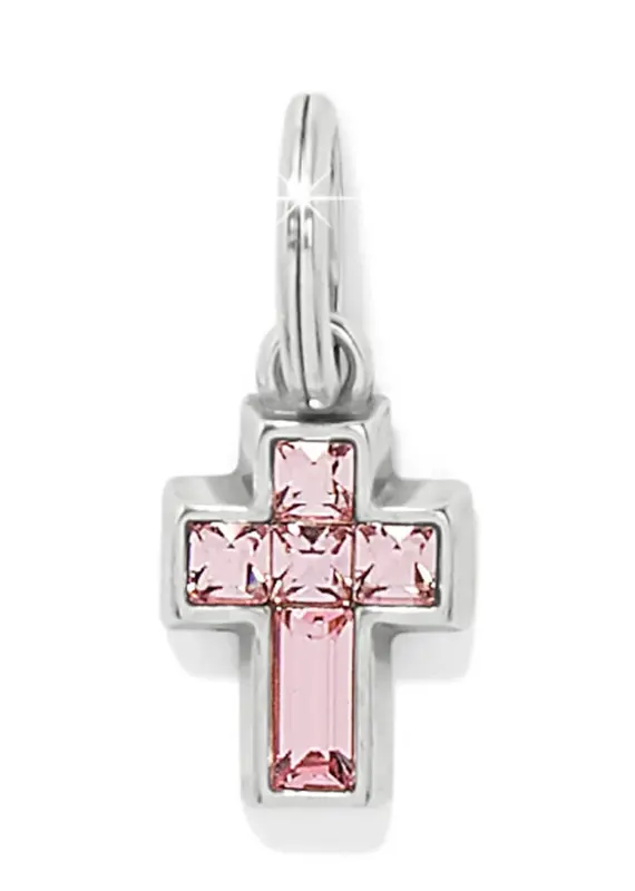 Crystal Cross Charm in Light Rose