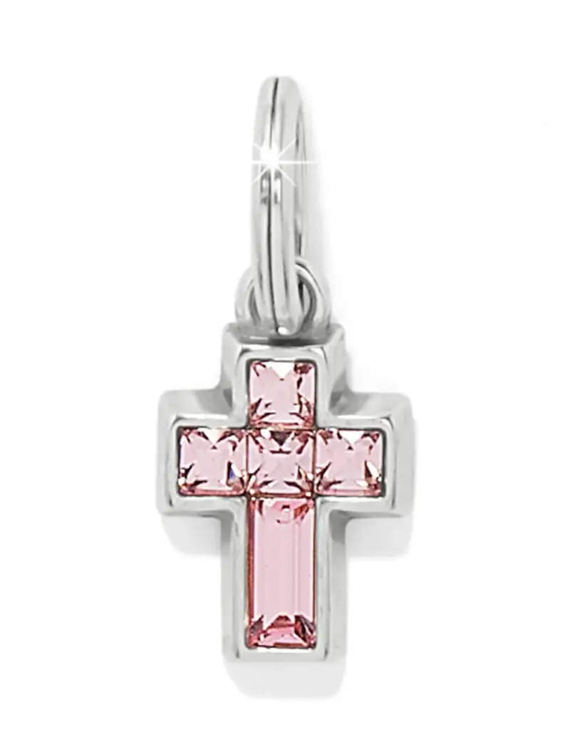 Crystal Cross Charm in Light Rose