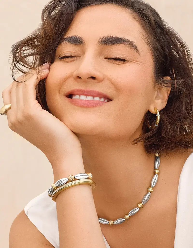 Meridian Orbit Bead Two Tone Bracelet