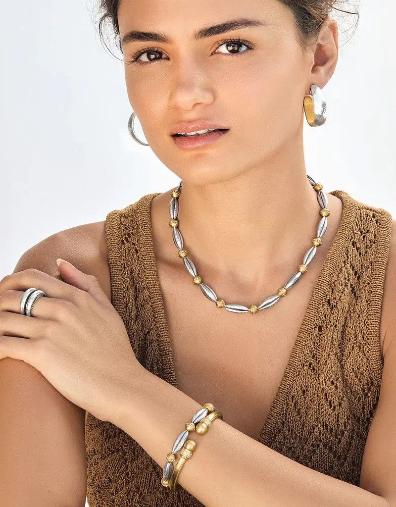 Meridian Orbit Bead Two Tone Bracelet