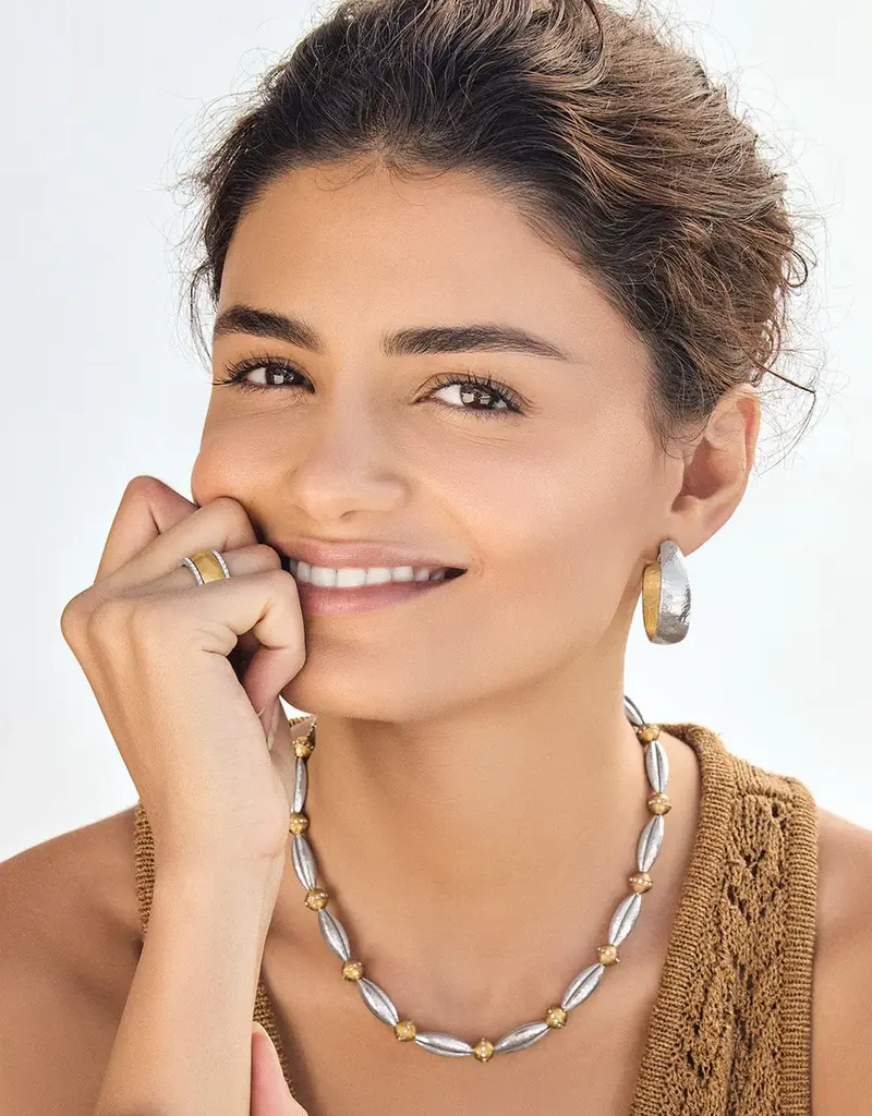 Meridian Orbit Bead Two Tone Necklace