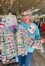 J.HOFFMAN'S Queen of Sparkles Mahjong Tile Tie Sweater