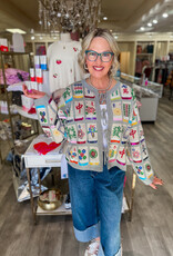 J.HOFFMAN'S Queen of Sparkles Mahjong Tile Tie Sweater