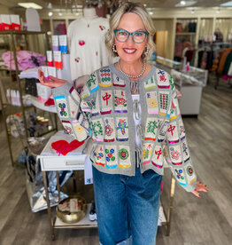 J.HOFFMAN'S Queen of Sparkles Mahjong Tile Tie Sweater