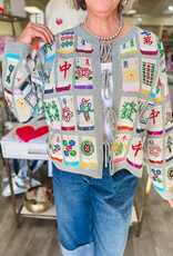 J.HOFFMAN'S Queen of Sparkles Mahjong Tile Tie Sweater