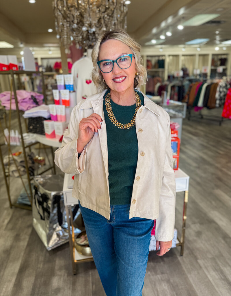 J.HOFFMAN'S Crinkle Peather Jacket- Pearl