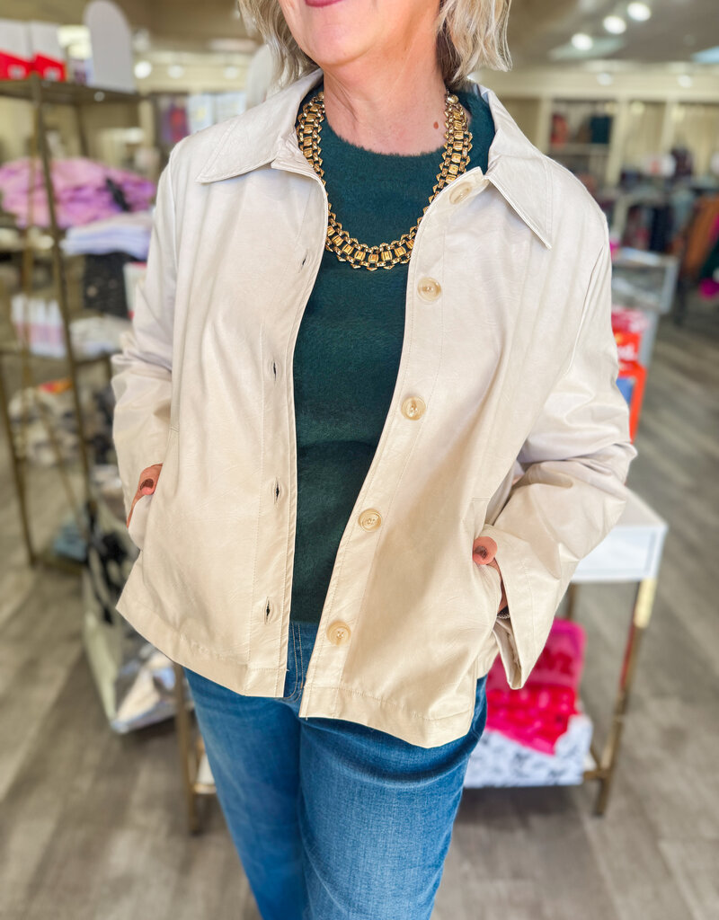 J.HOFFMAN'S Crinkle Peather Jacket- Pearl