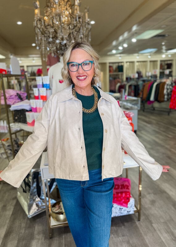 J.HOFFMAN'S Crinkle Peather Jacket- Pearl