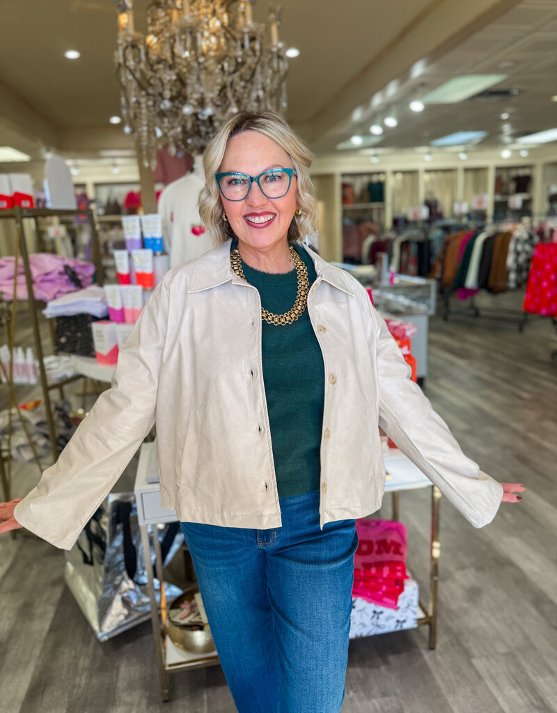 J.HOFFMAN'S Crinkle Peather Jacket- Pearl