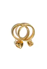 J.HOFFMAN'S Puffy Double Heart Ring in Gold