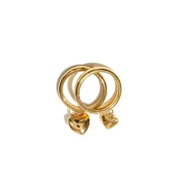 J.HOFFMAN'S Puffy Double Heart Ring in Gold