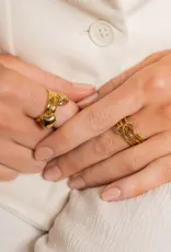 J.HOFFMAN'S Puffy Double Heart Ring in Gold