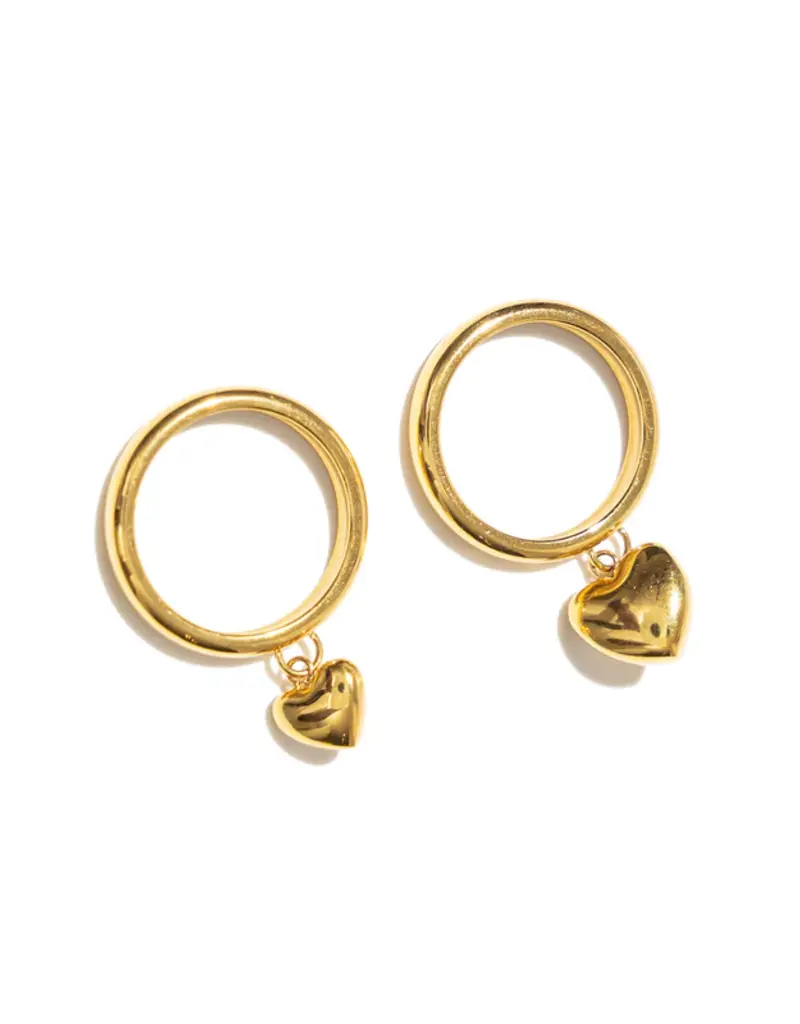 J.HOFFMAN'S Puffy Double Heart Ring in Gold