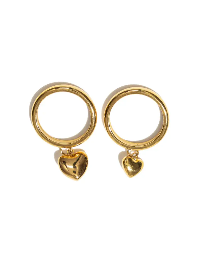 J.HOFFMAN'S Puffy Double Heart Ring in Gold