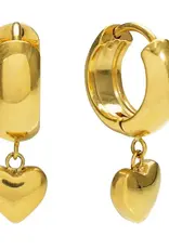J.HOFFMAN'S Puffy Heart Hoop Earrings in Gold