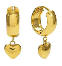 J.HOFFMAN'S Puffy Heart Hoop Earrings in Gold