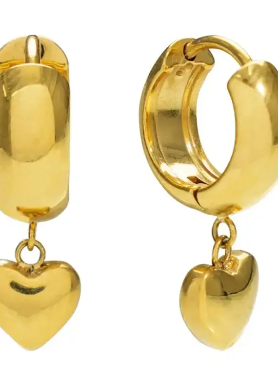 J.HOFFMAN'S Puffy Heart Hoop Earrings in Gold