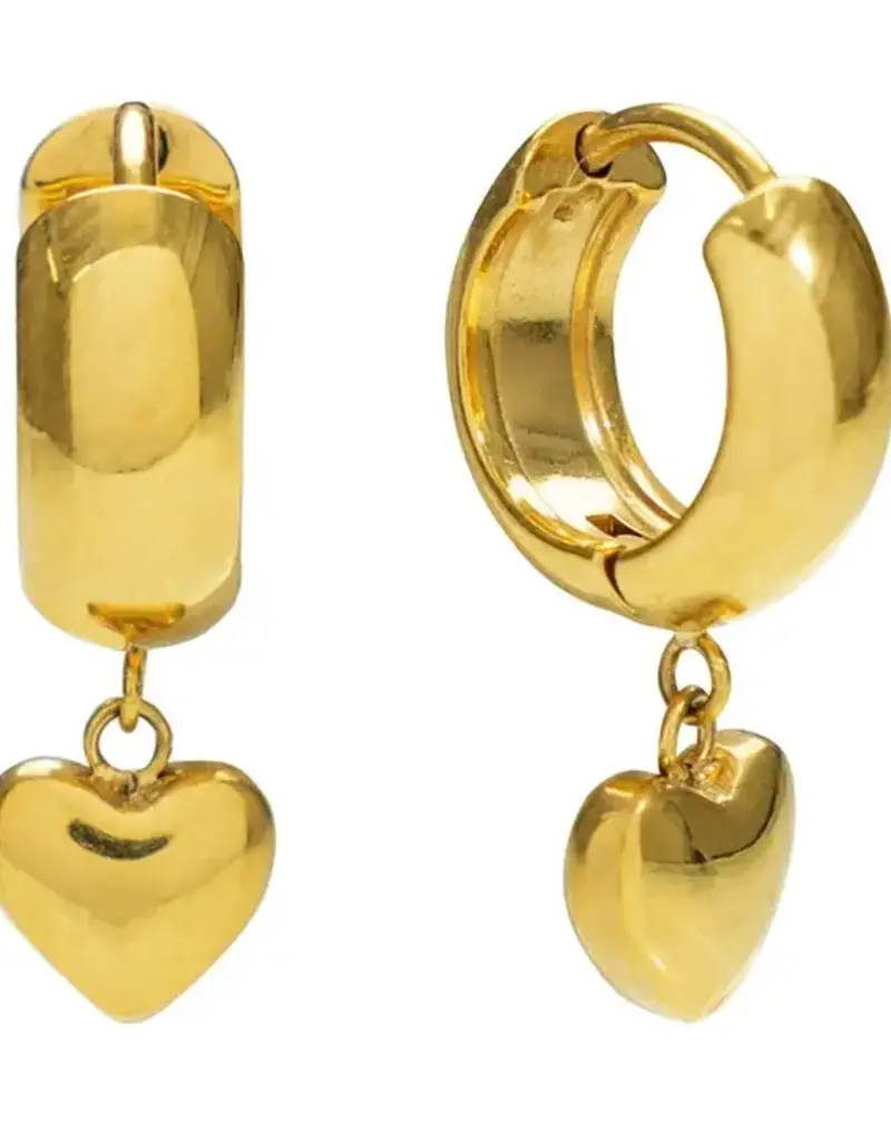 J.HOFFMAN'S Puffy Heart Hoop Earrings in Gold