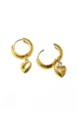 J.HOFFMAN'S Puffy Heart Hoop Earrings in Gold