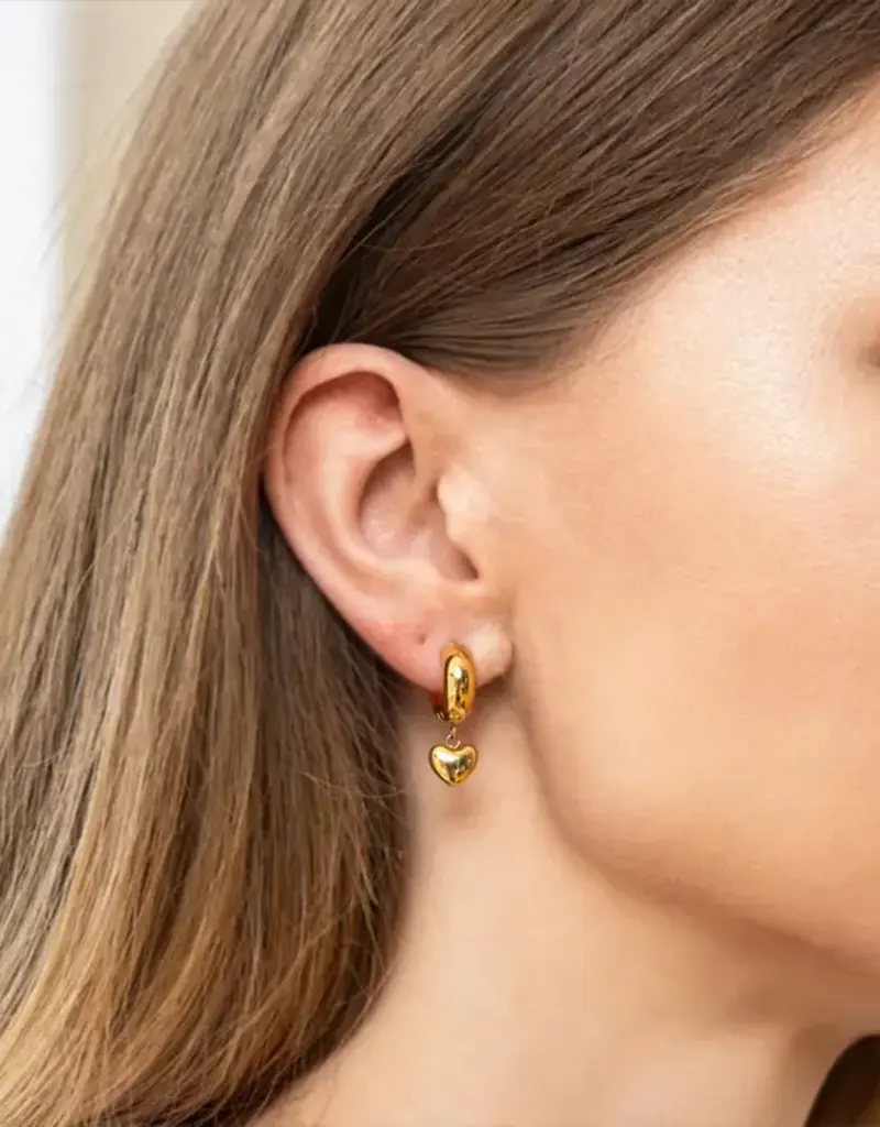J.HOFFMAN'S Puffy Heart Hoop Earrings in Gold
