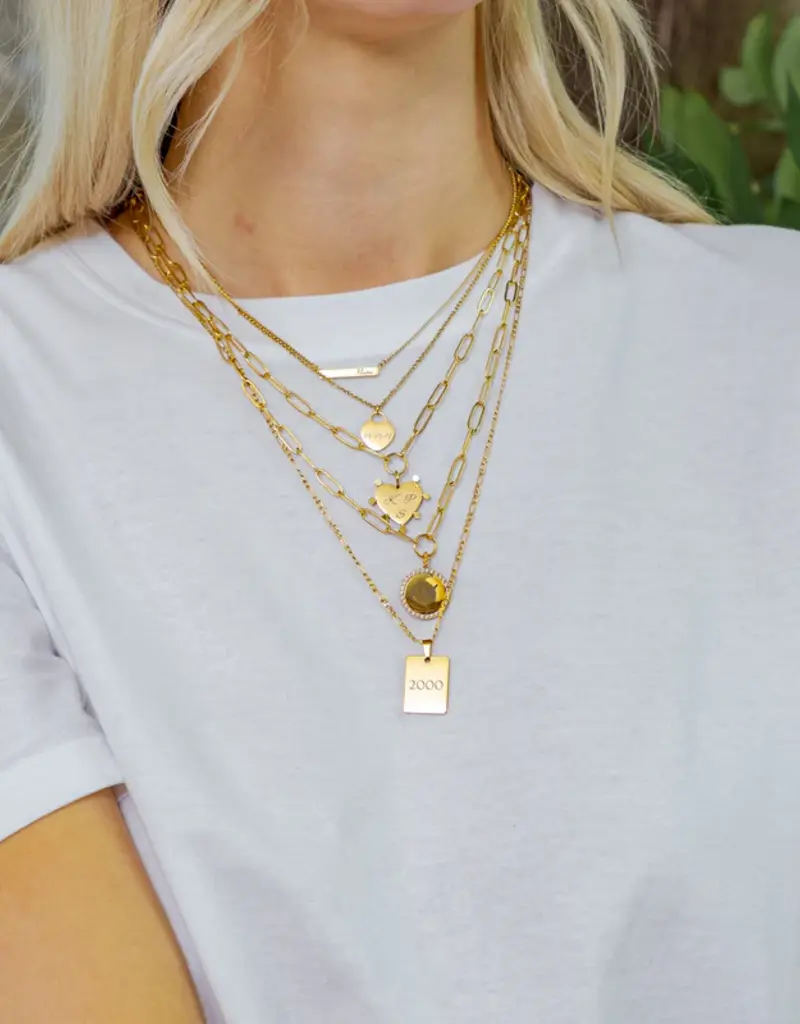 J.HOFFMAN'S Engravable Paperclip Heart Necklace in Gold
