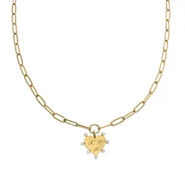 J.HOFFMAN'S Engravable Paperclip Heart Necklace in Gold