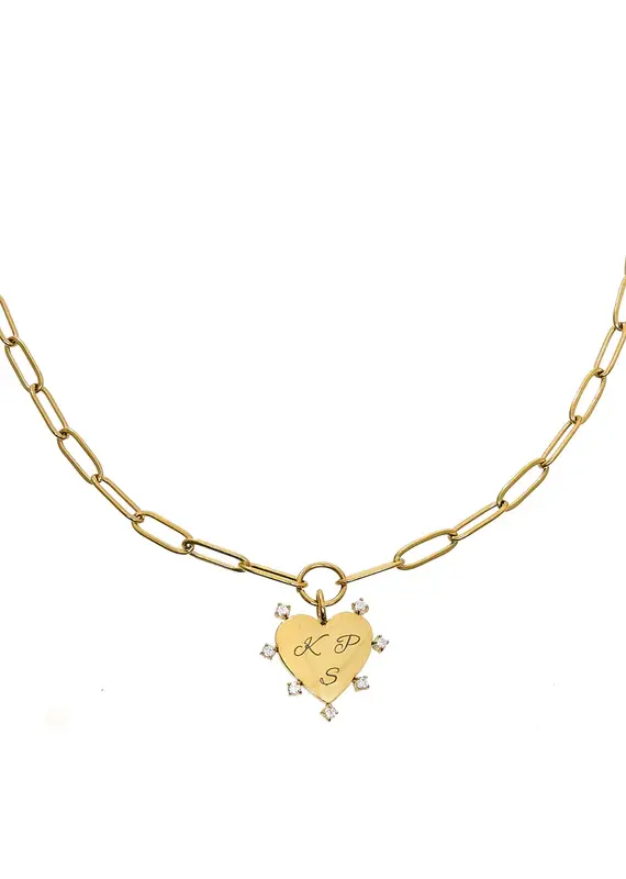J.HOFFMAN'S Engravable Paperclip Heart Necklace in Gold