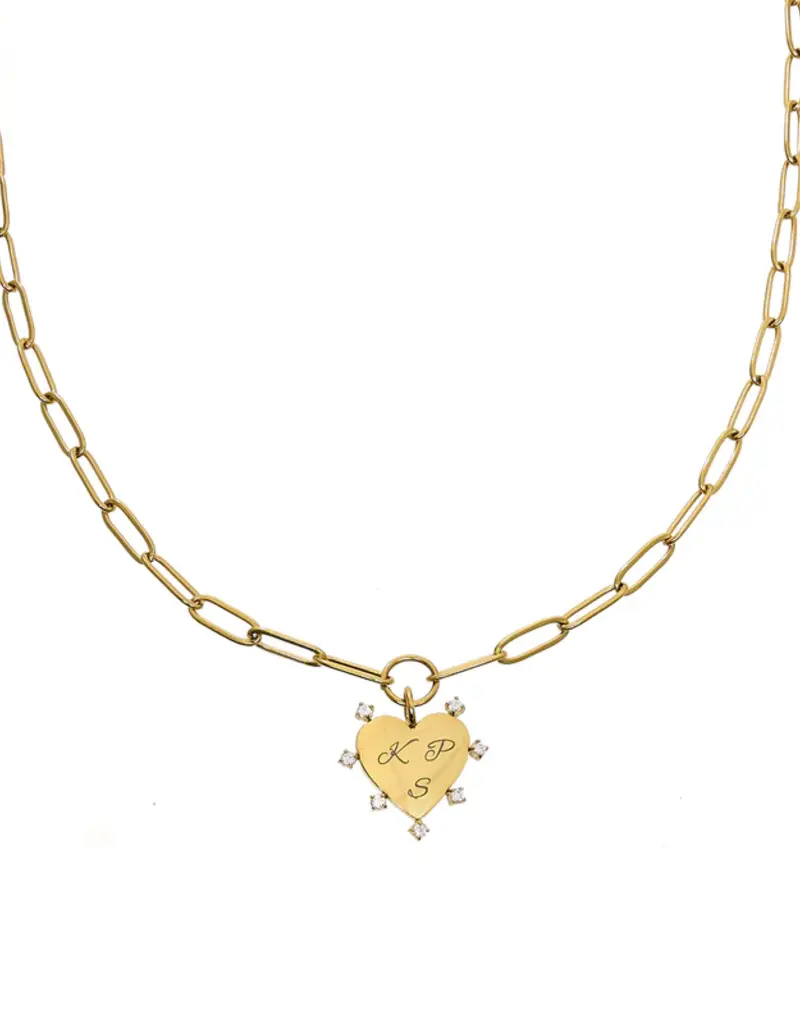 J.HOFFMAN'S Engravable Paperclip Heart Necklace in Gold