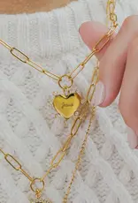 J.HOFFMAN'S Engravable Paperclip Heart Necklace in Gold
