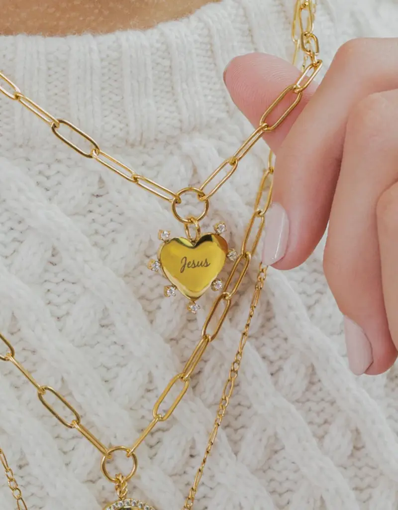 J.HOFFMAN'S Engravable Paperclip Heart Necklace in Gold
