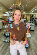 J.HOFFMAN'S Queen of Sparkles Cowboy Boot Tee