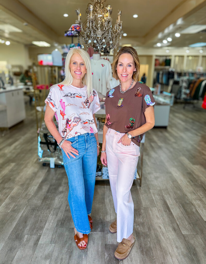 J.HOFFMAN'S Queen of Sparkles Bucking Cowgirl Tee