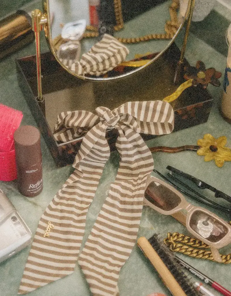 J.HOFFMAN'S Girlhood Striped Hair Scarf- Brown