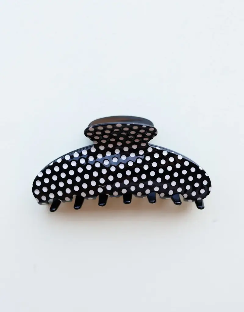 J.HOFFMAN'S Black & White Dot Oversized Claw Clip